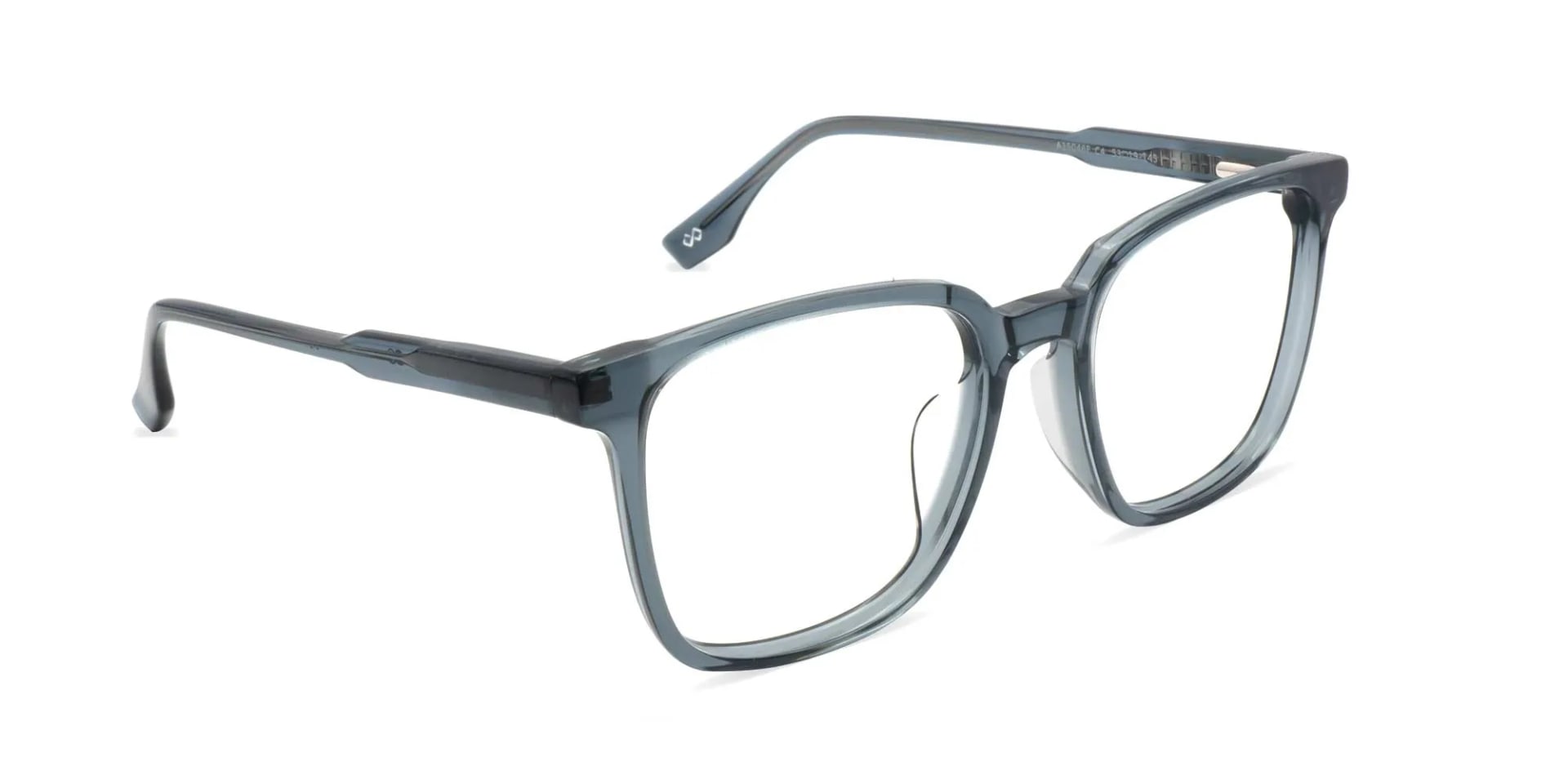 Blue Frame Square Transparent Glasses-2