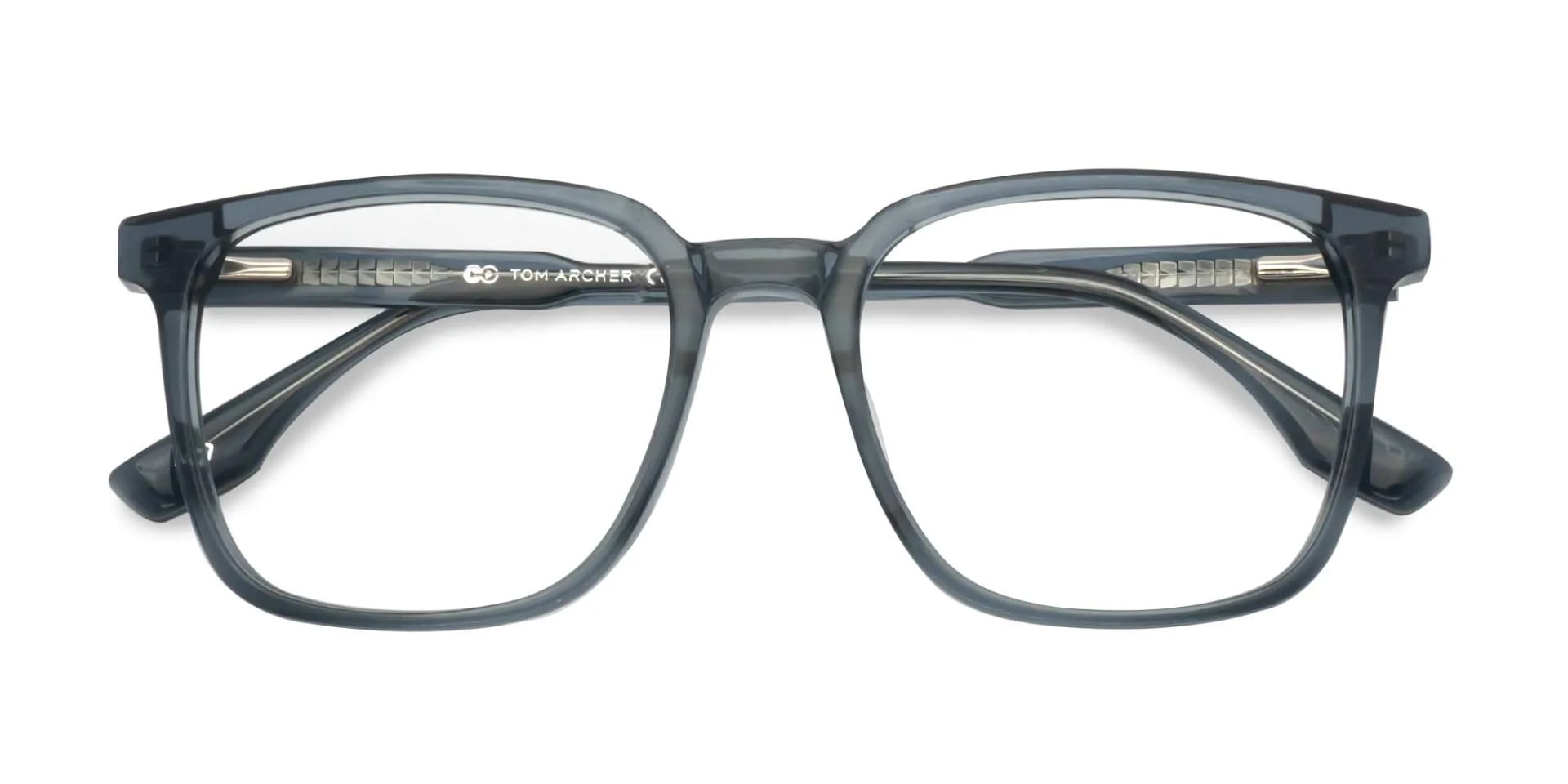 Blue Frame Square Transparent Glasses-2