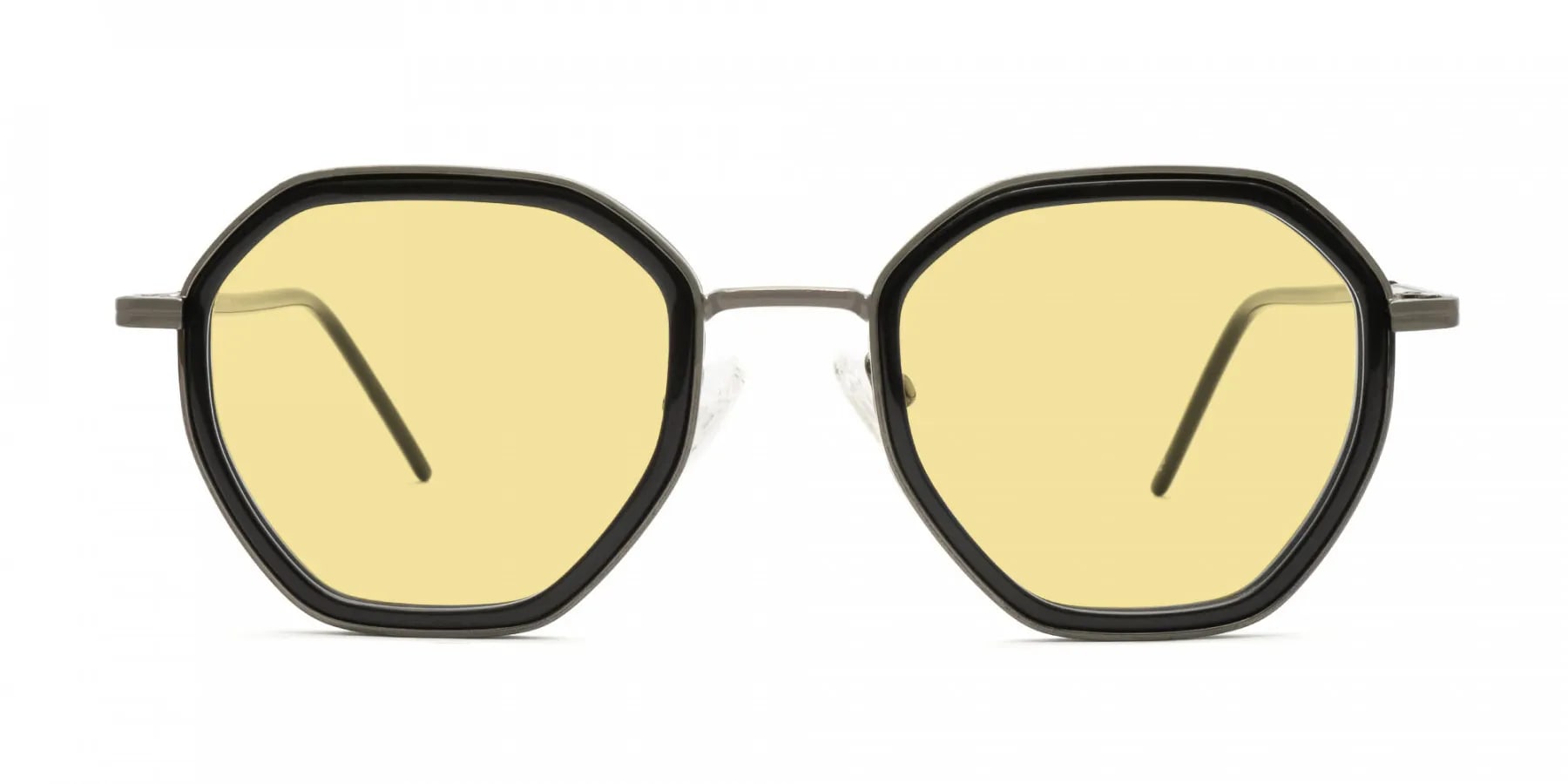 Geometric Frame Sunglasses With Yellow Tint-2