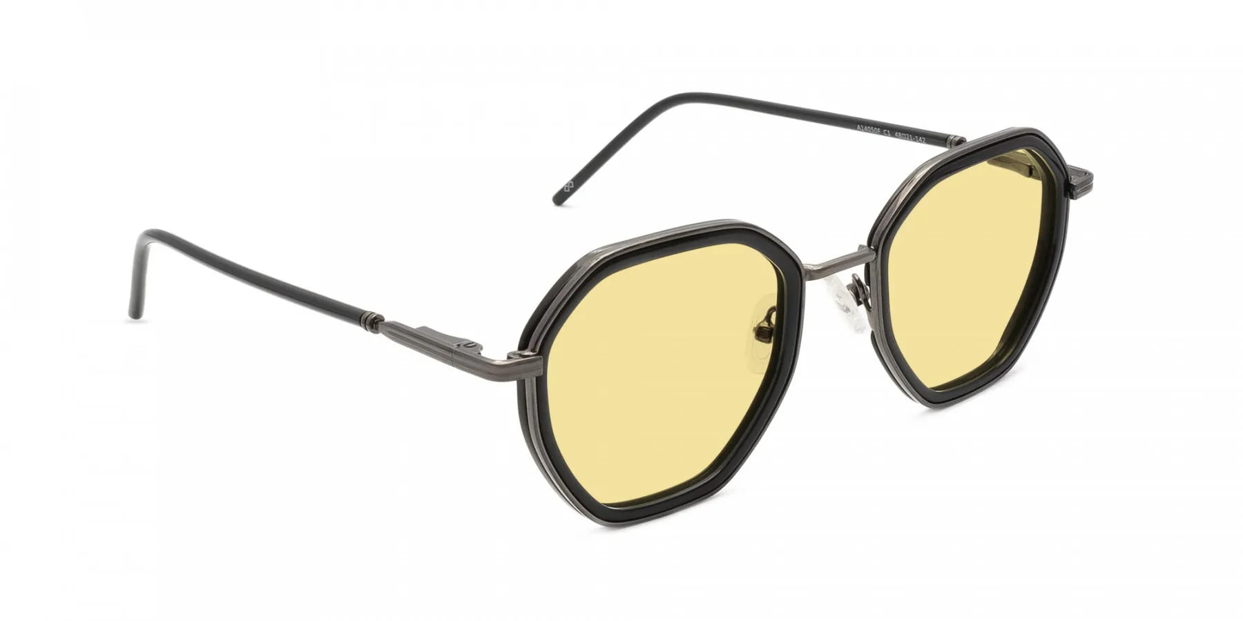 Geometric Frame Sunglasses With Yellow Tint-2