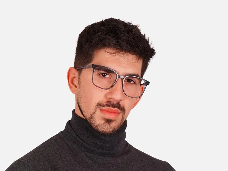 Blue Frame Square Transparent Glasses-2