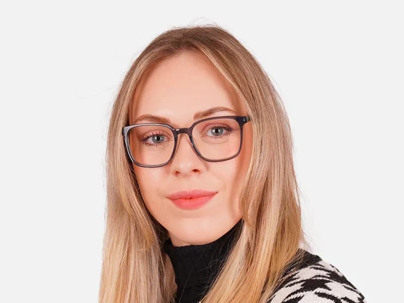 Blue Frame Square Transparent Glasses-2