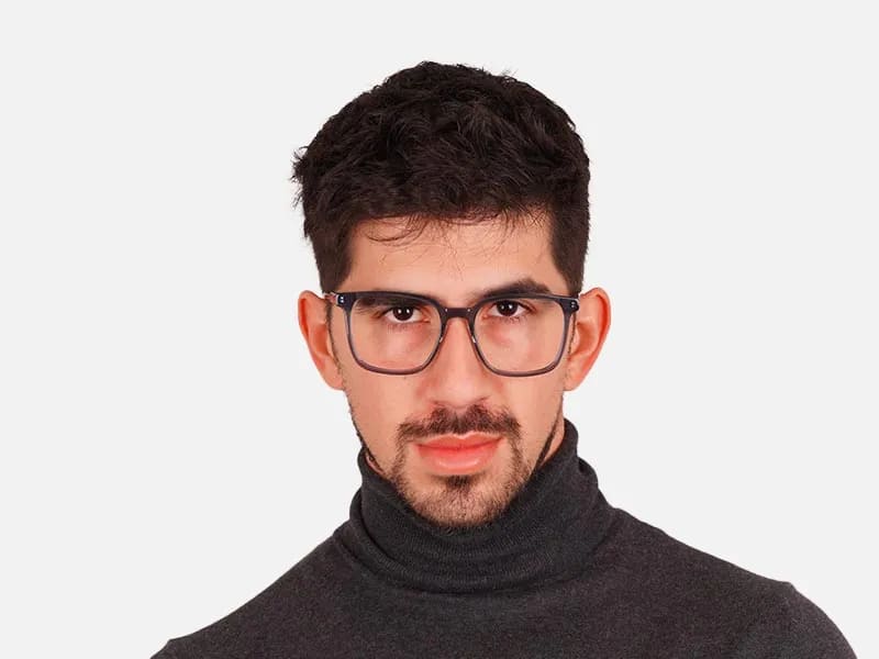 Blue Frame Square Transparent Glasses-2