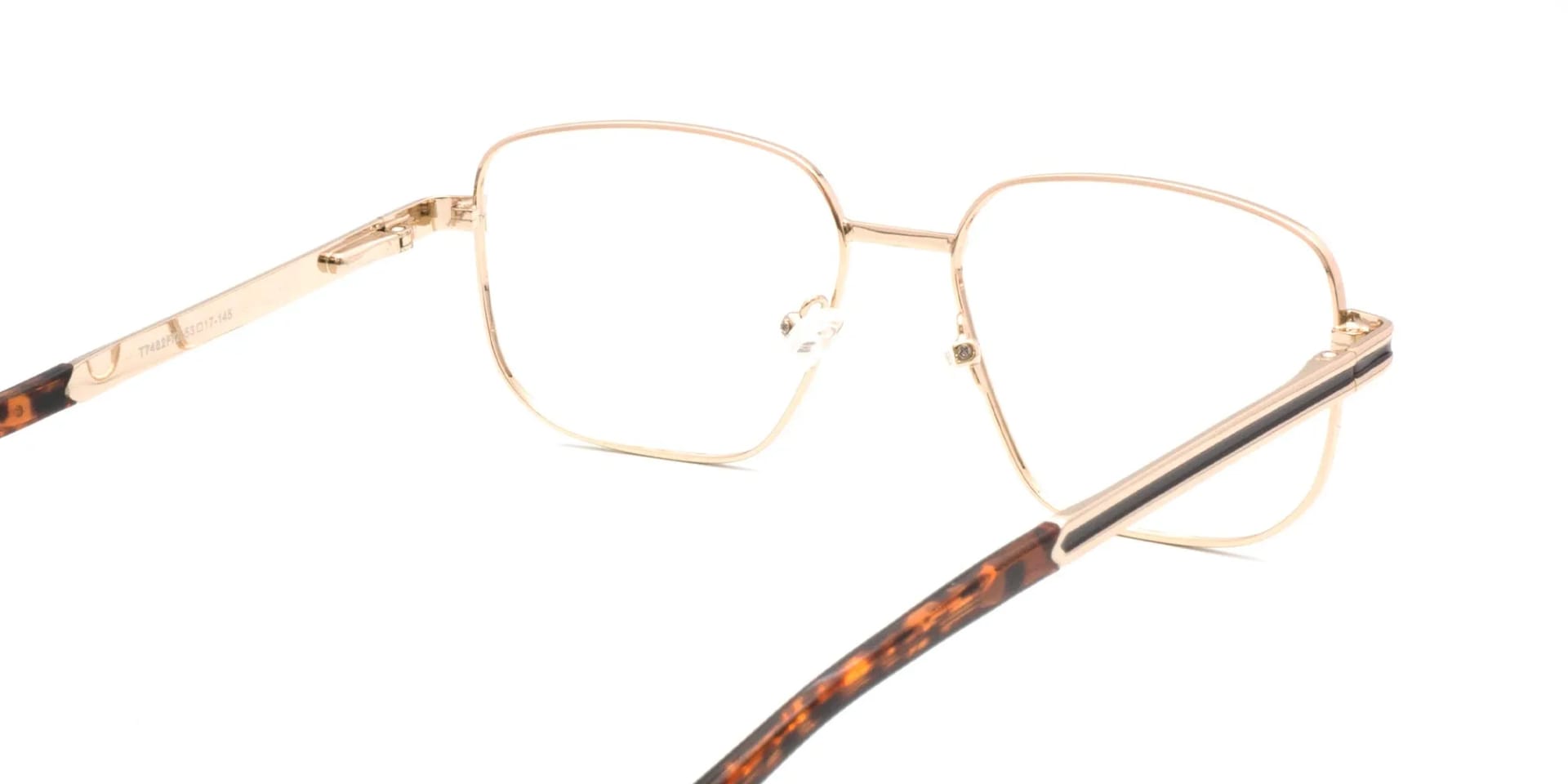 Square Gold Metal Frame Glasses-2