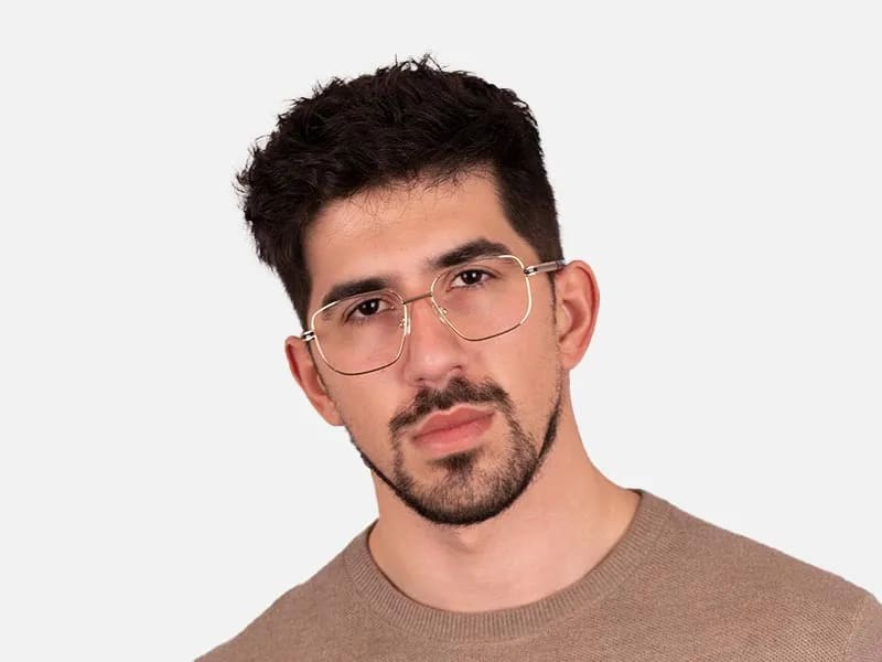 Square Gold Metal Frame Glasses-2