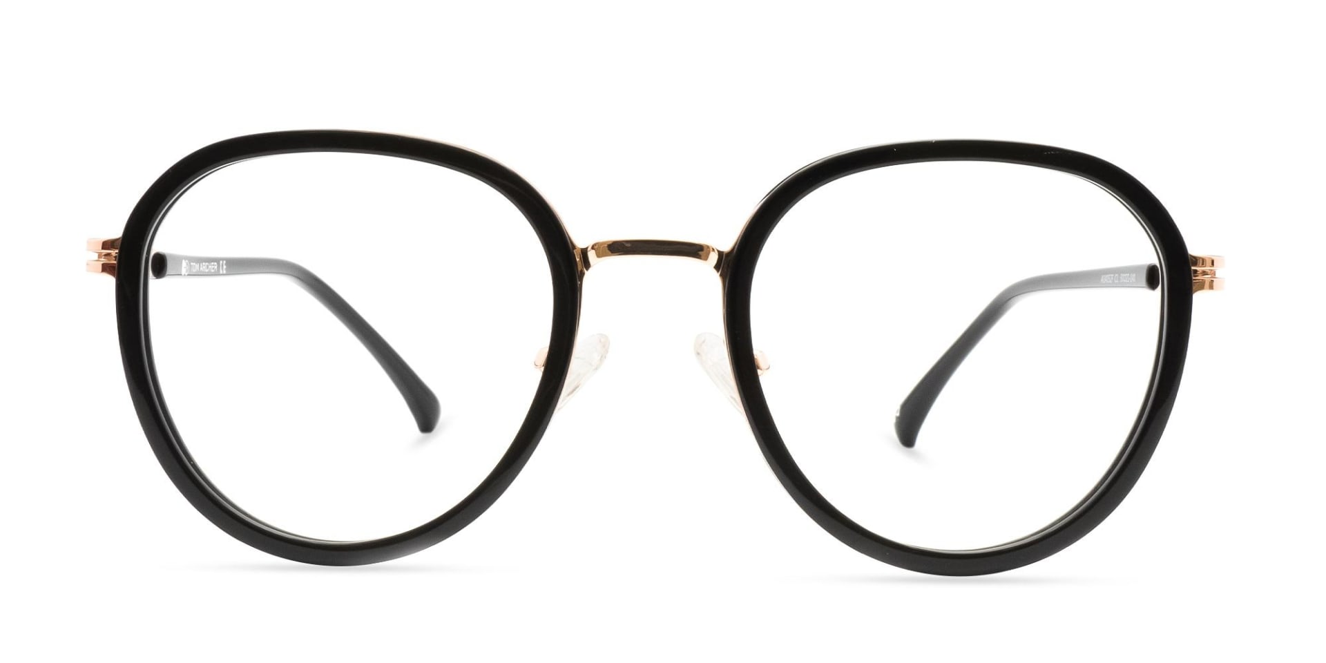 Black & Rose Gold round glasses-1