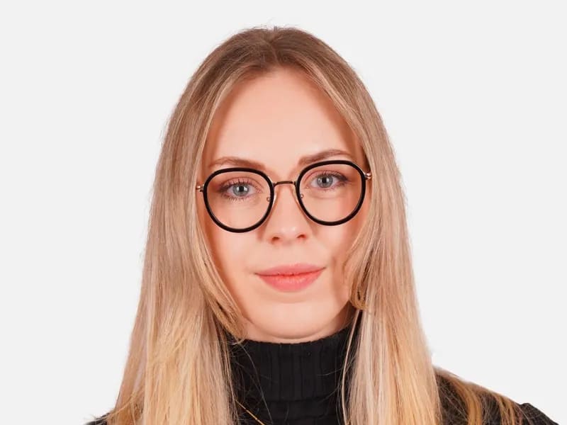 Black & Rose Gold round glasses-2