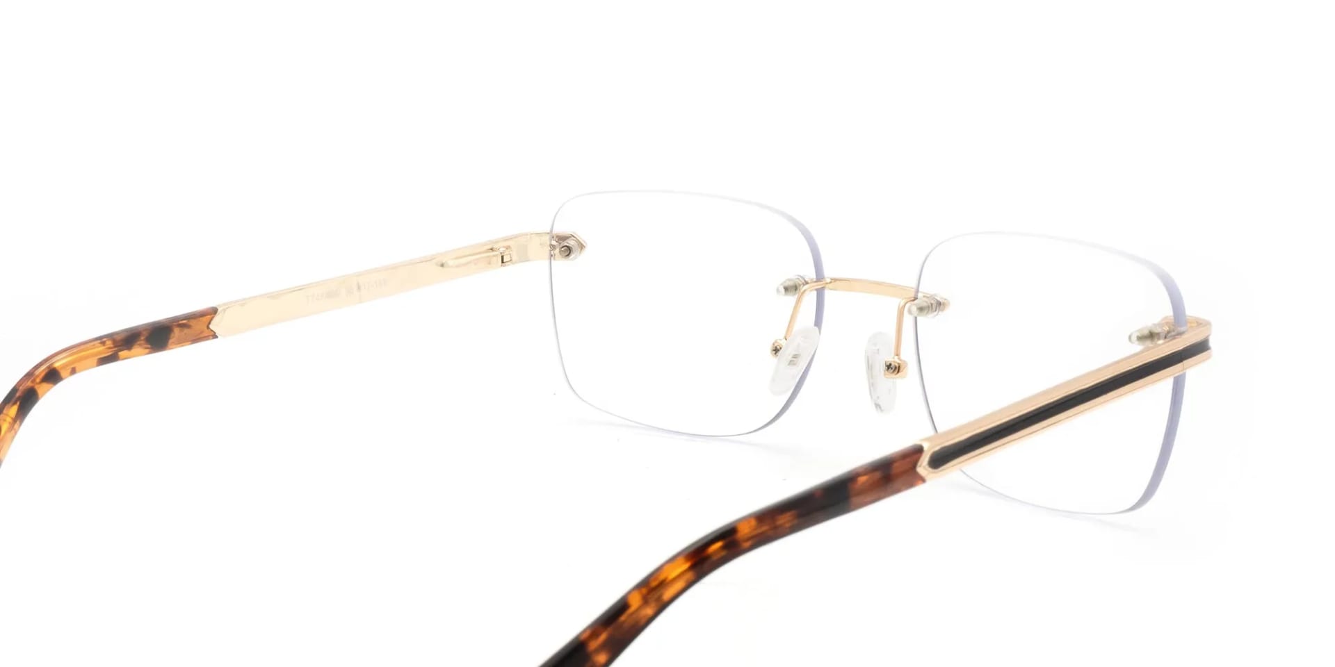 Gold and brown tortoise rimless frames-2