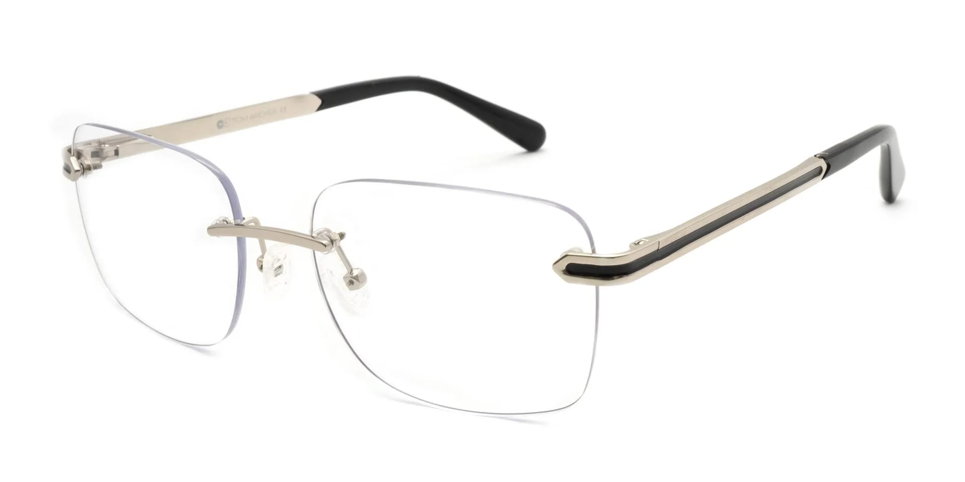 Silver and black rimless frames-2