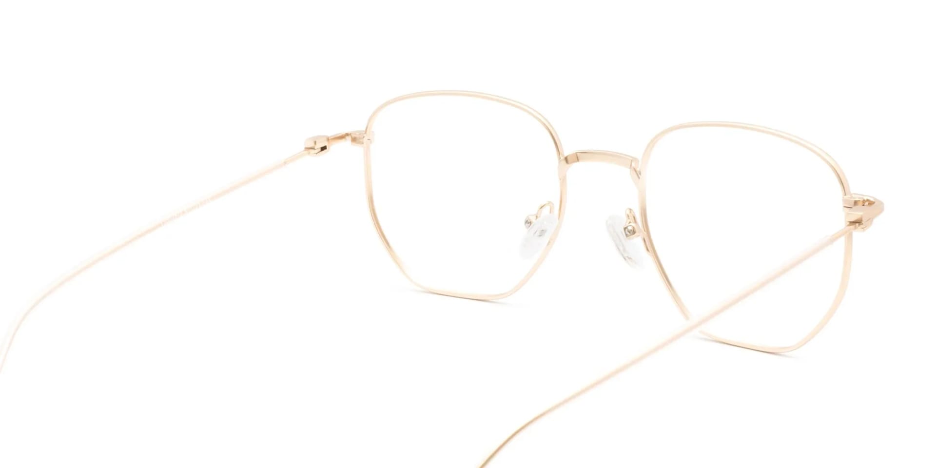 Hexagon Gold Frame Glasses-2