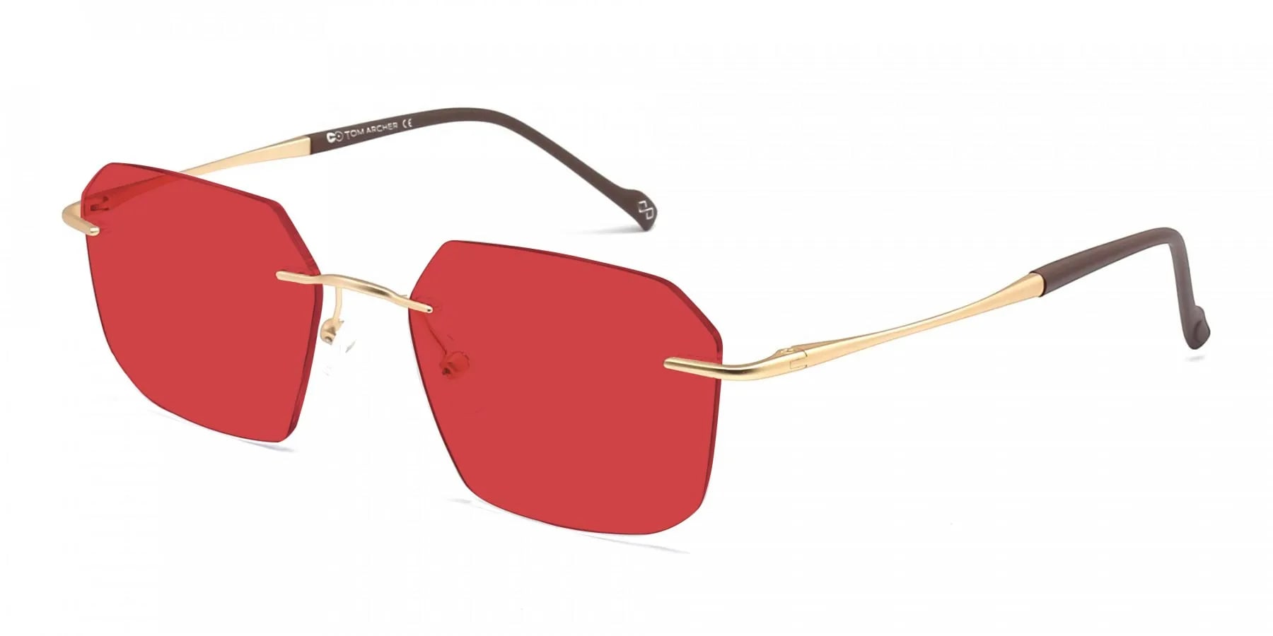 red rimless sunglasses-2