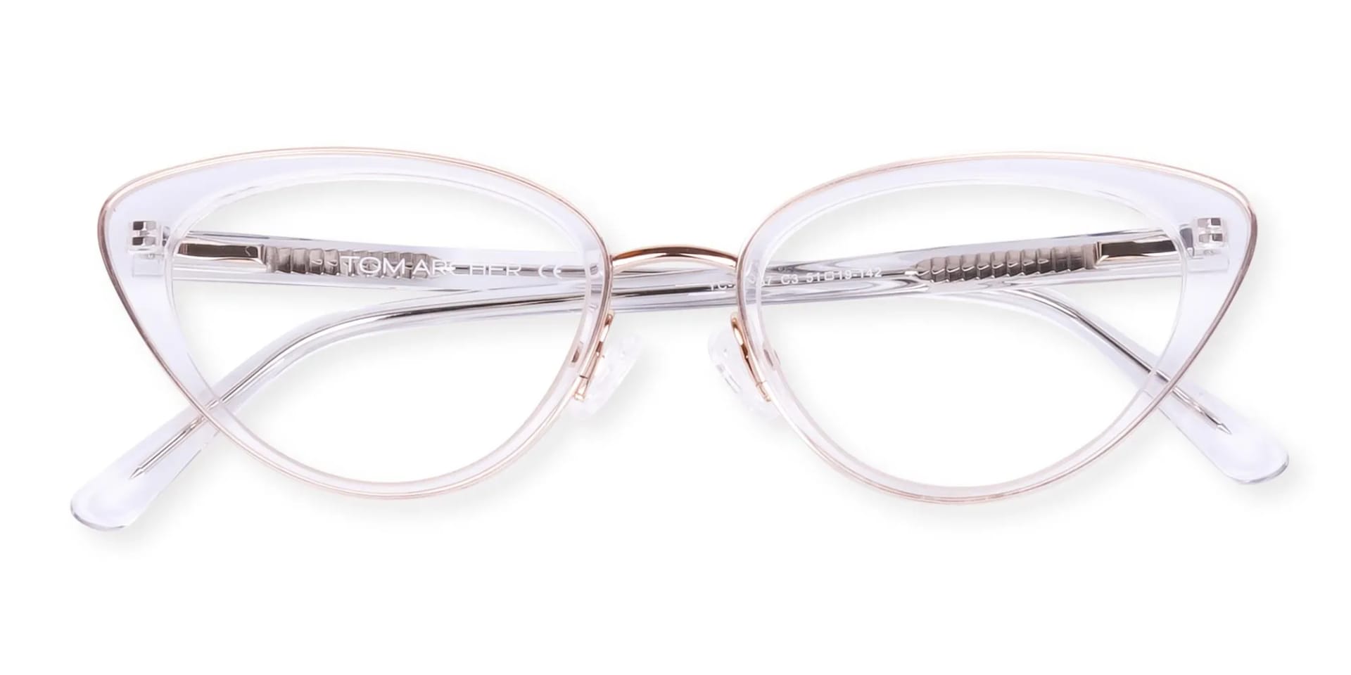 Crystal Clear Gold Cat Eye Glasses-6