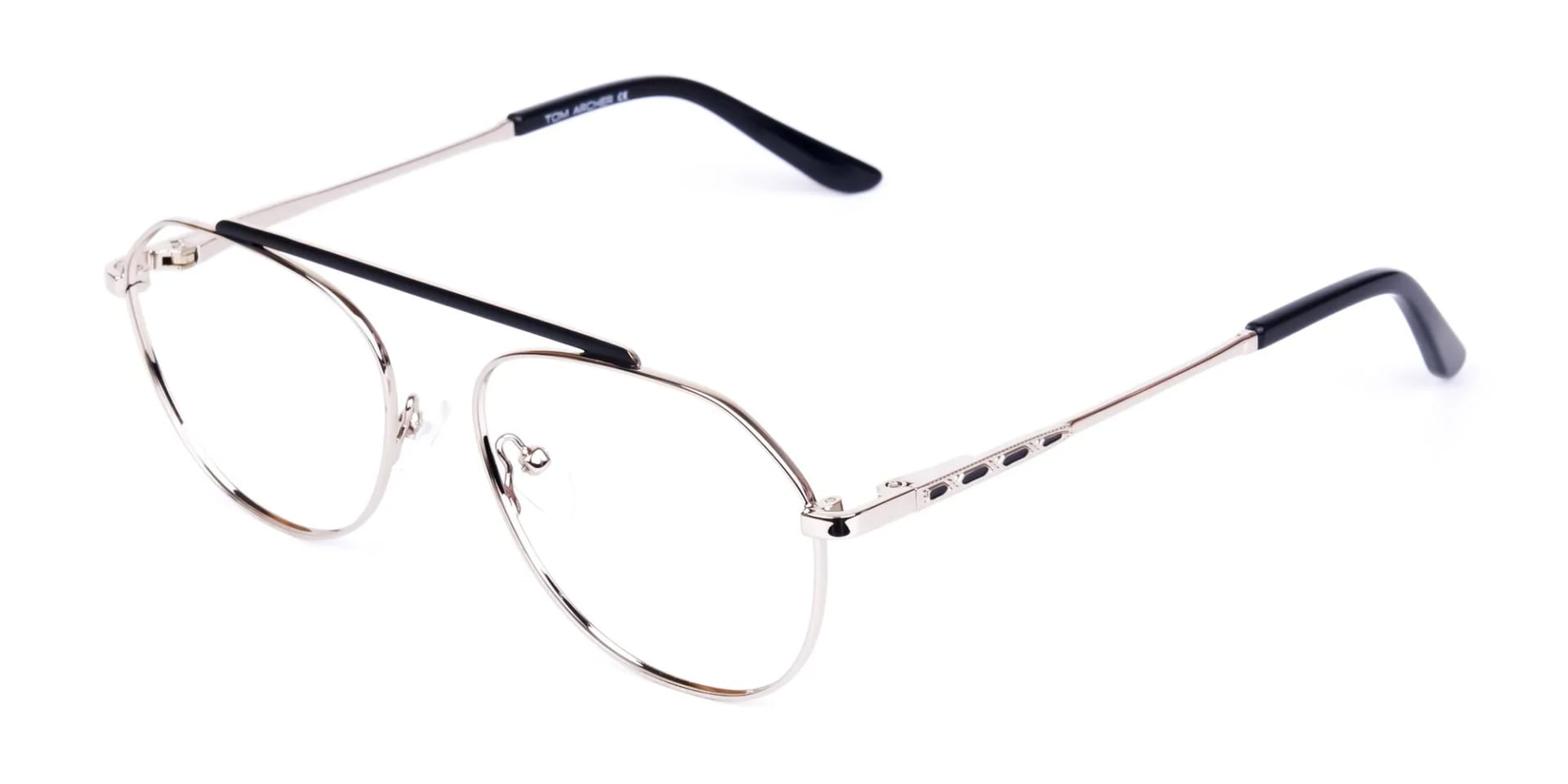 Black Silver Pilot Glasses -2