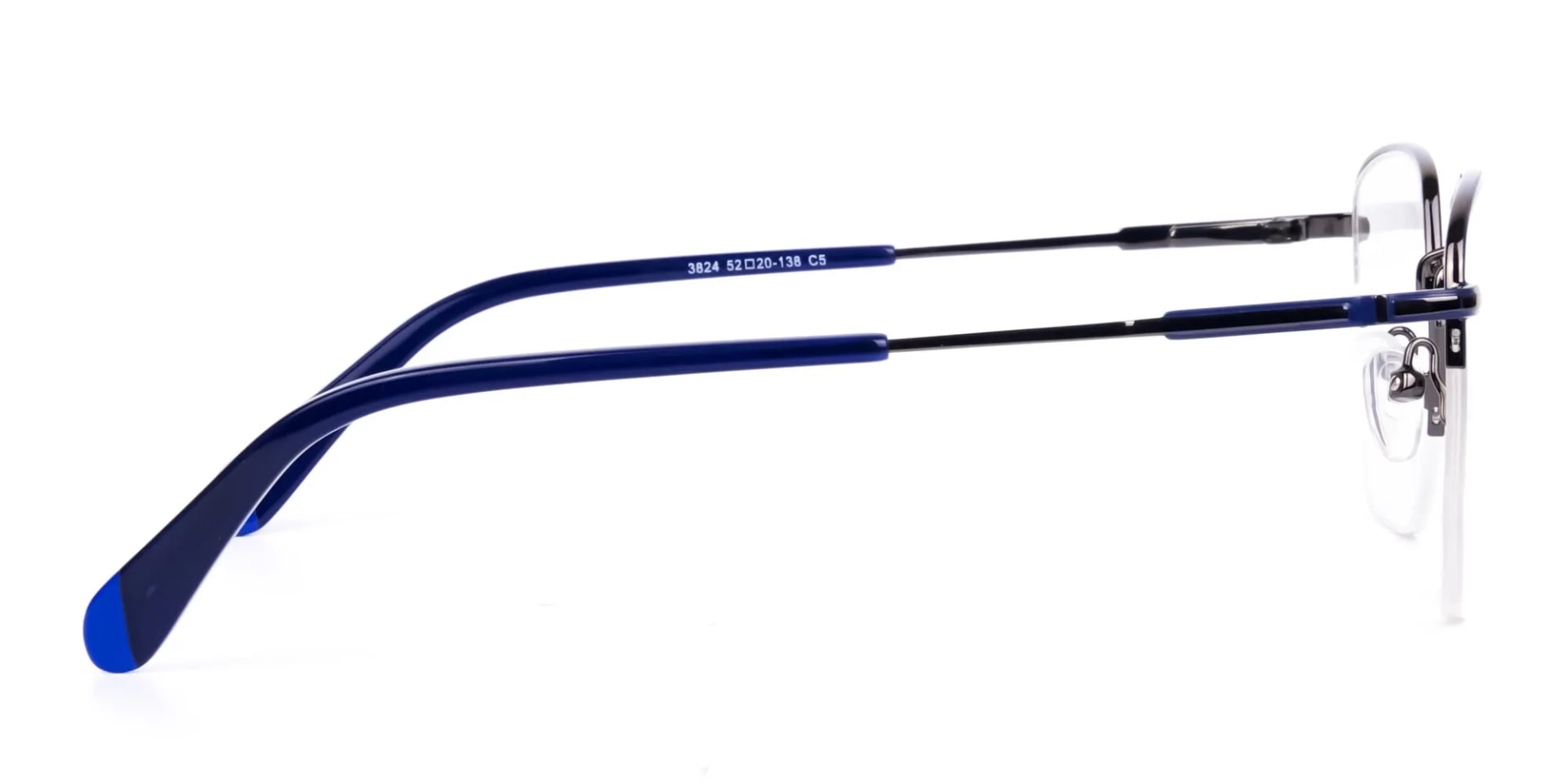 Navy Blue Gunmetal Geometric Pilot Glasses-2