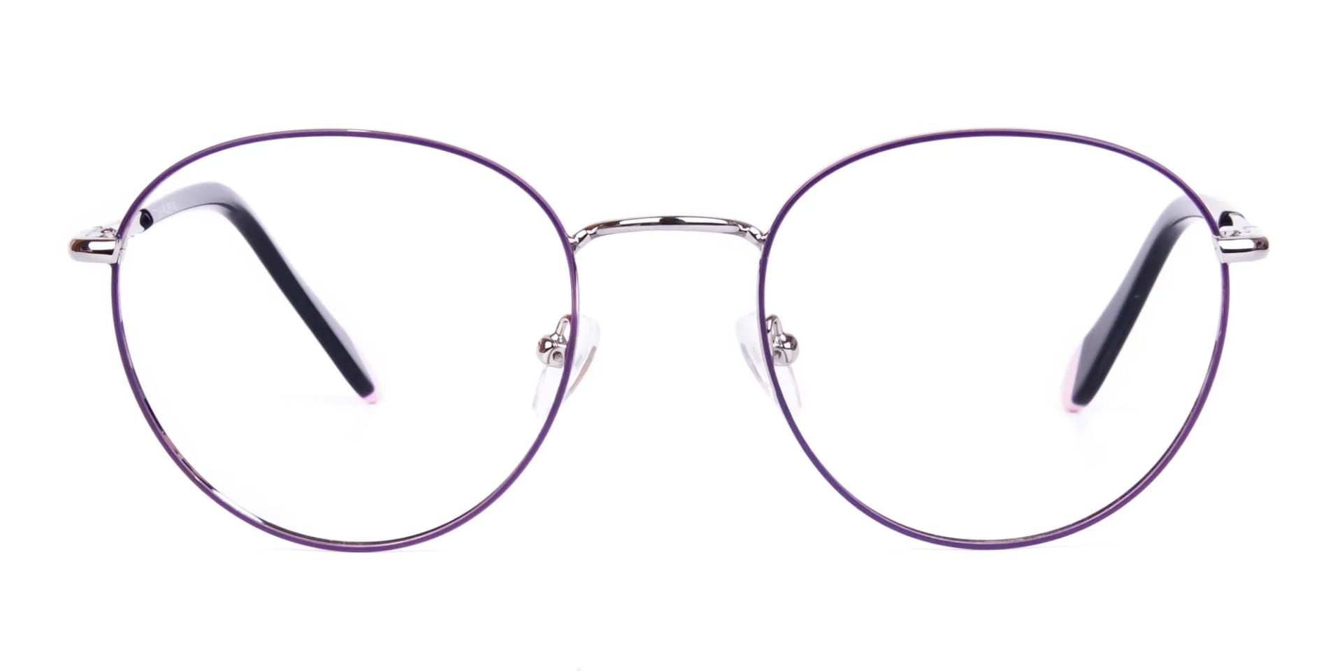 Dark Purple and Silver Round Glasses-2