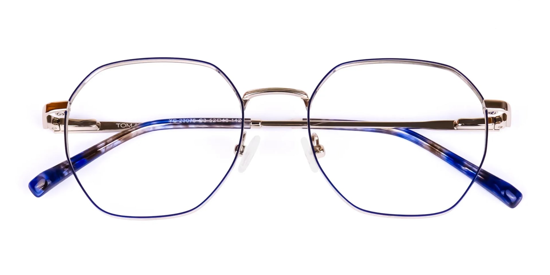 Navy Blue and Silver Geometric Glasses-2