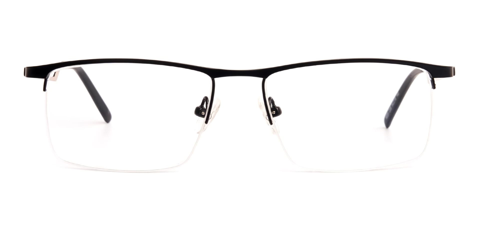 black and brown half rim rectangular glasses frames-1