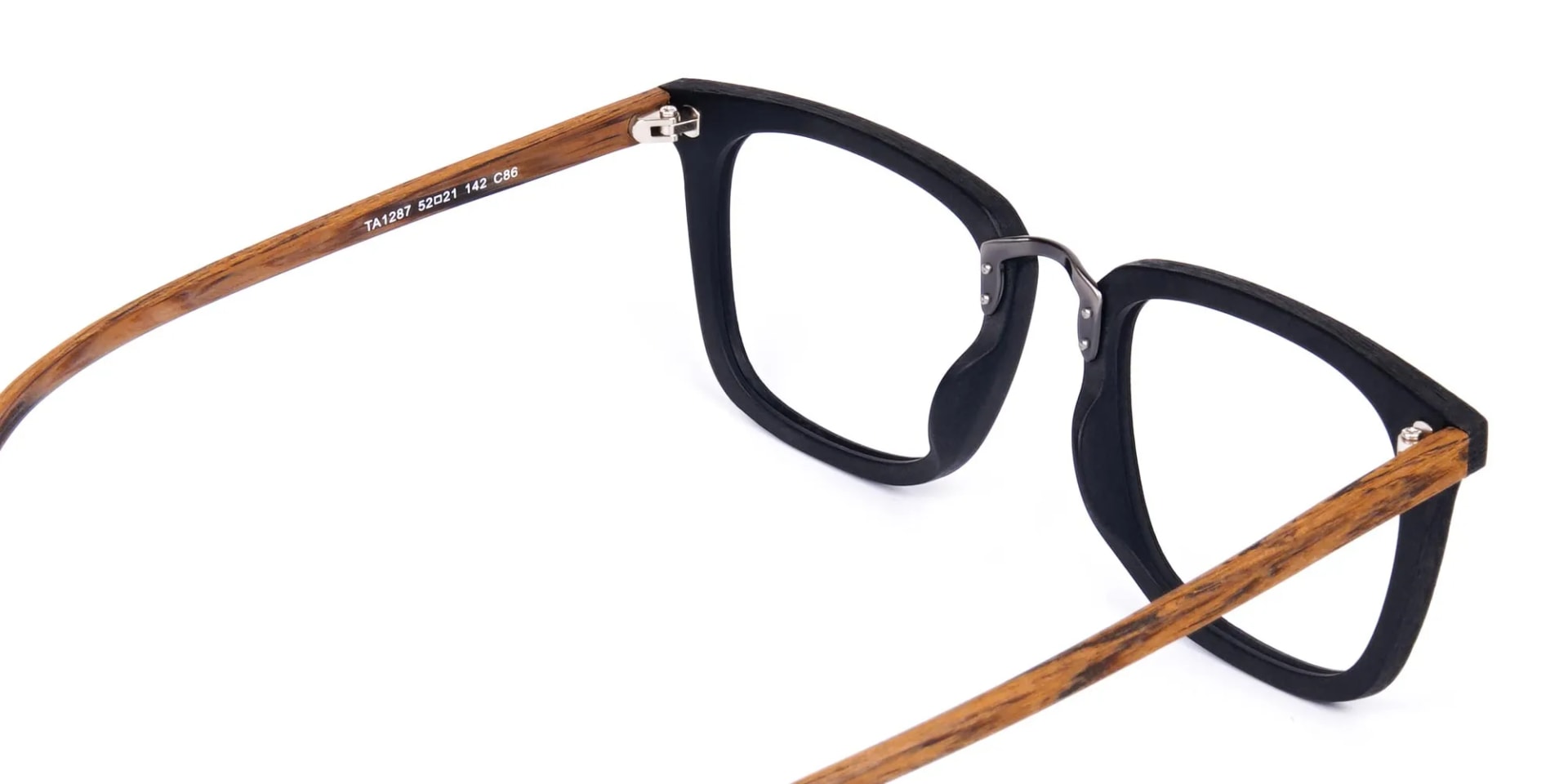 Black and Brown Full Rim Wooden Glasses-5
