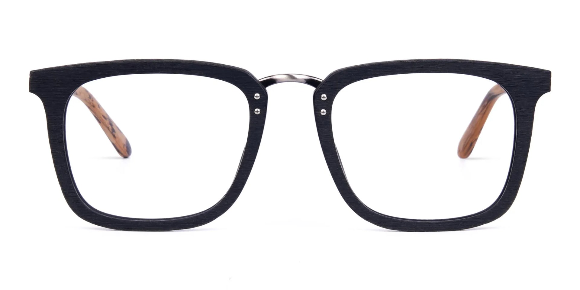 Black and Brown Full Rim Wooden Glasses-1
