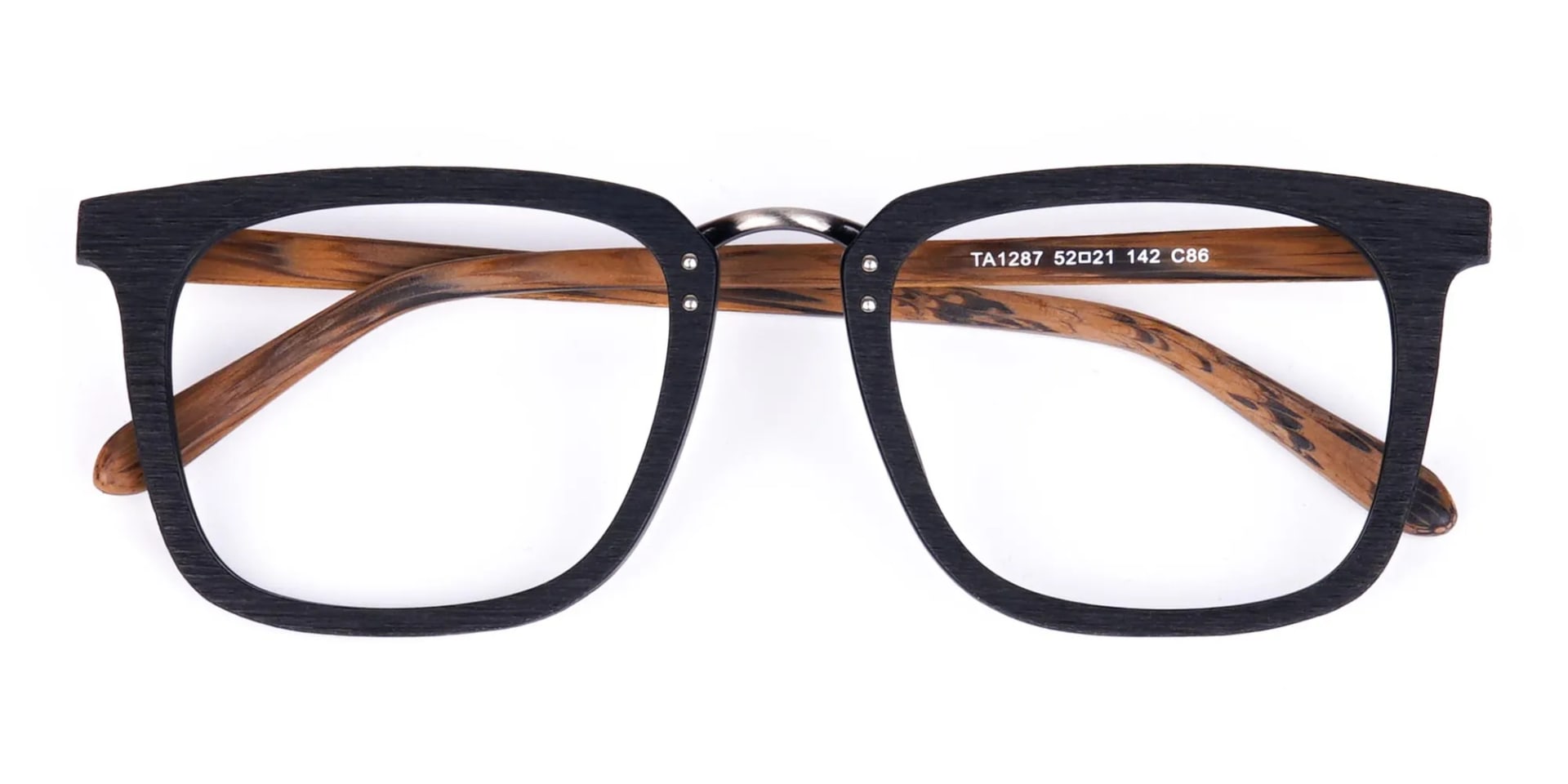 Black and Brown Full Rim Wooden Glasses-6
