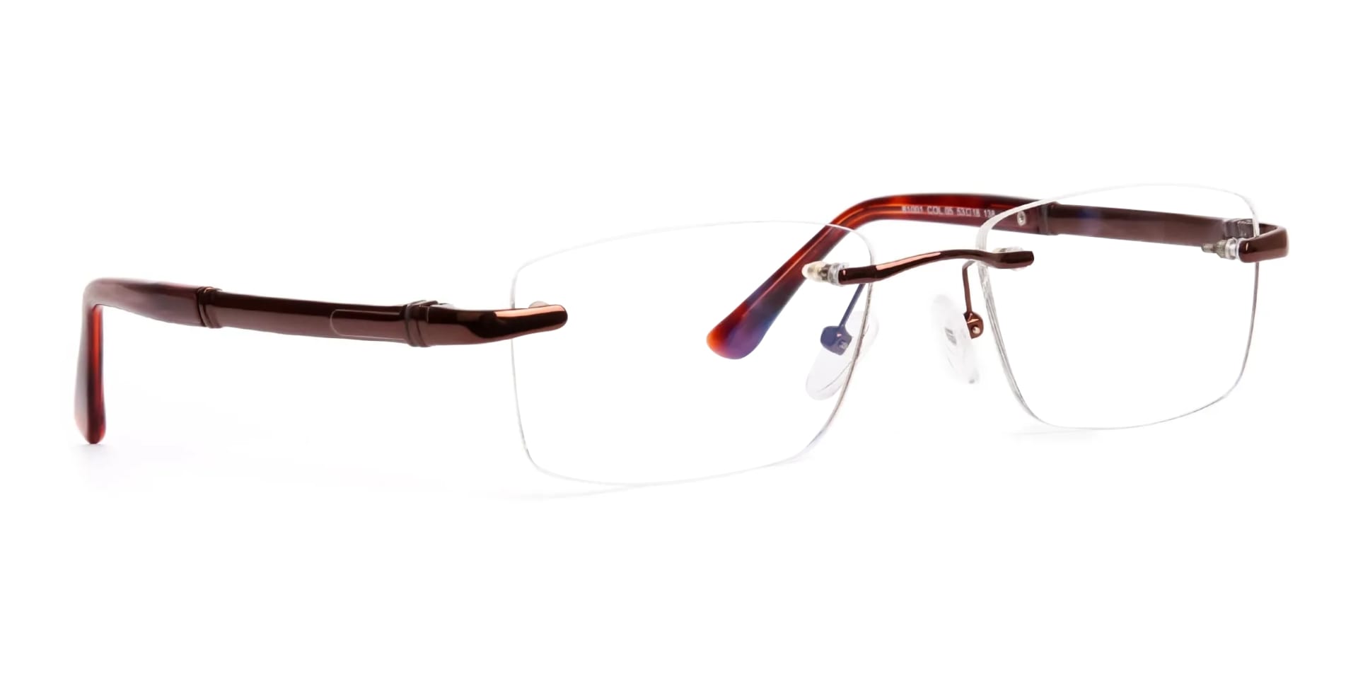 brown rectangular rimless metal glasses frames-2