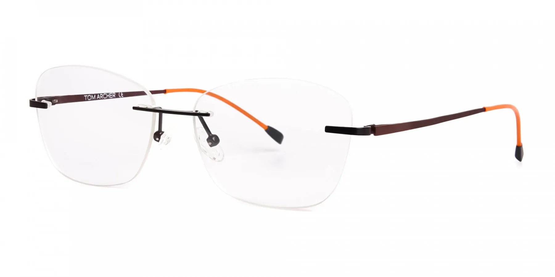 brown cateye rimless square glasses frames-2