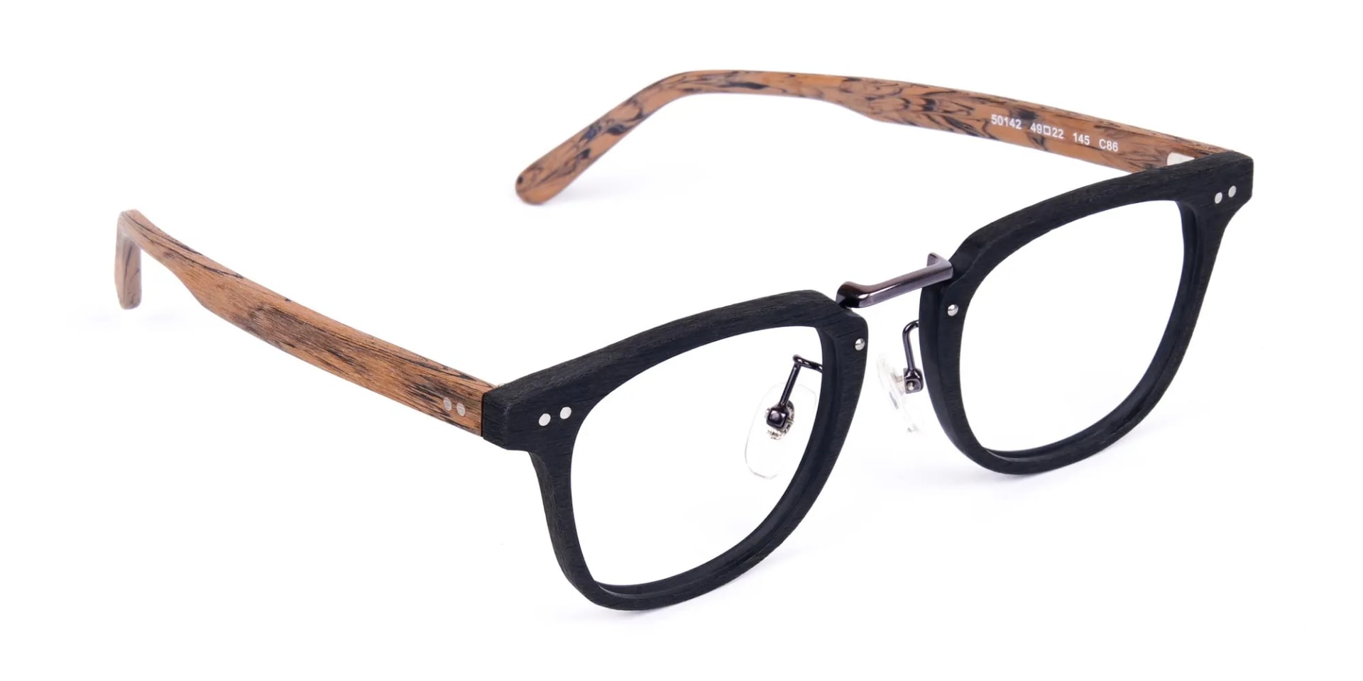 Brown and Black Full Rim Wooden Glasses-2
