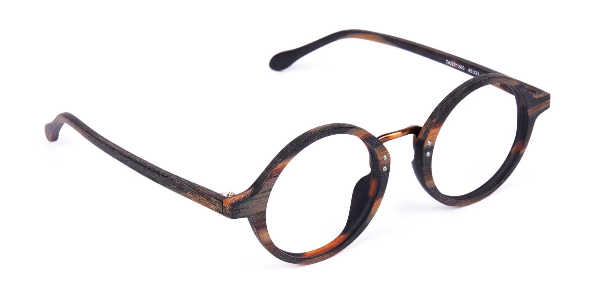Tortoise Round Full Rim Wooden Glasses -2