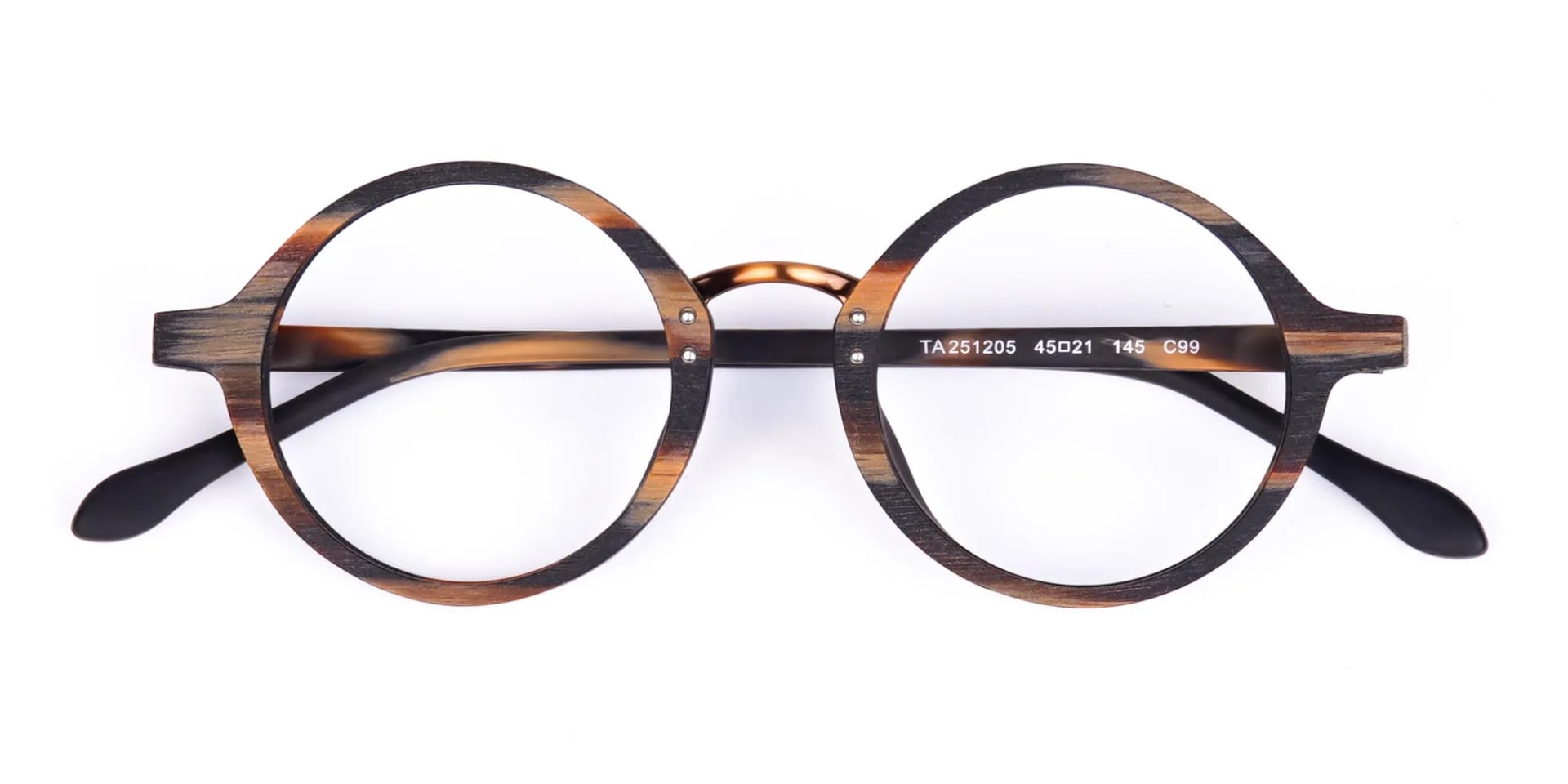 Tortoise Round Full Rim Wooden Glasses -2