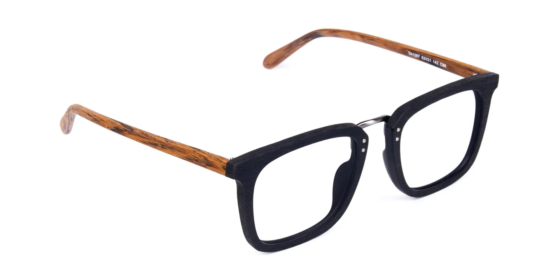 Black and Brown Full Rim Wooden Glasses-2