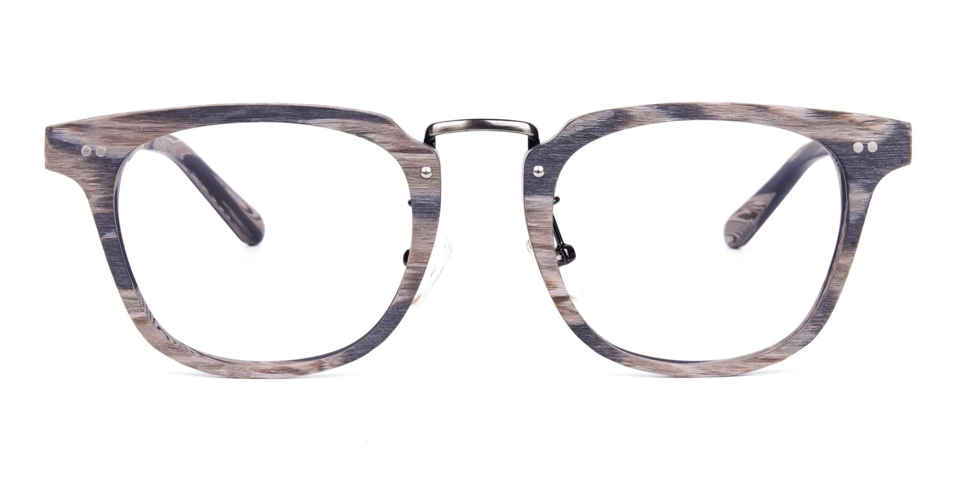 Stripe Grey Full Rim Wooden Glasses-2