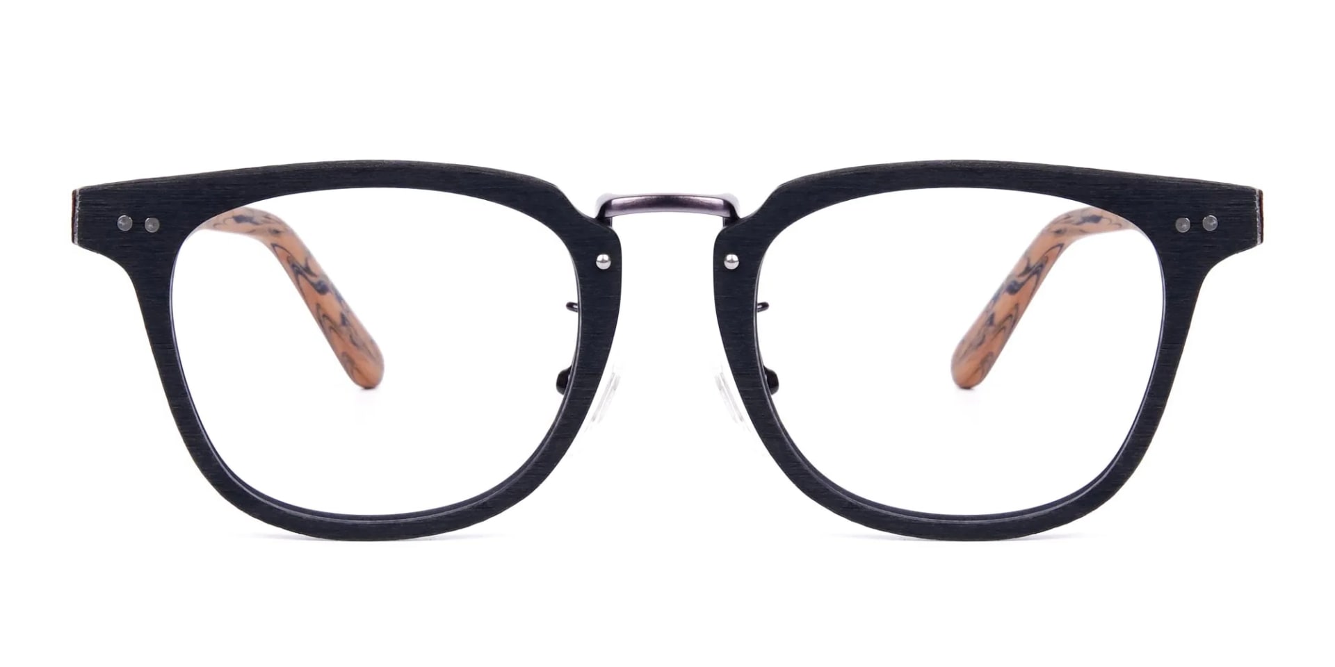 Brown and Black Full Rim Wooden Glasses-2