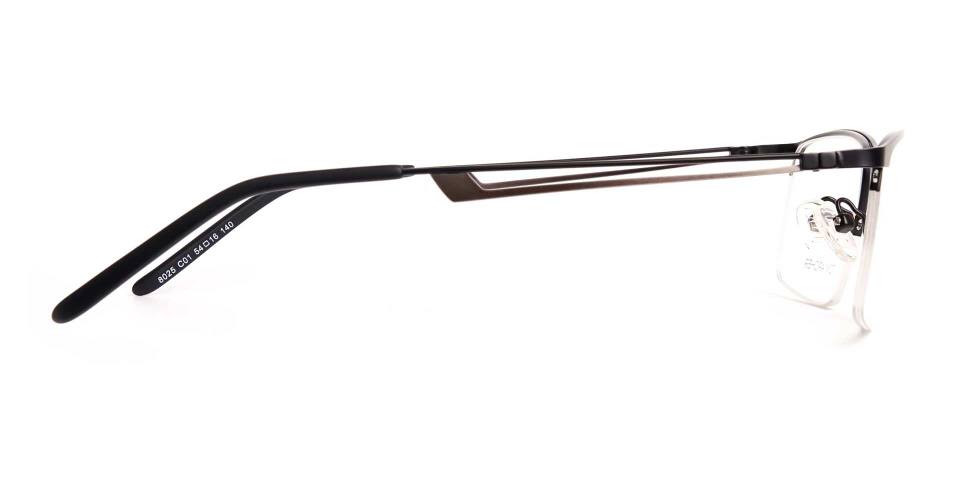 black and rectangular half-rim titanium glasses frames-4