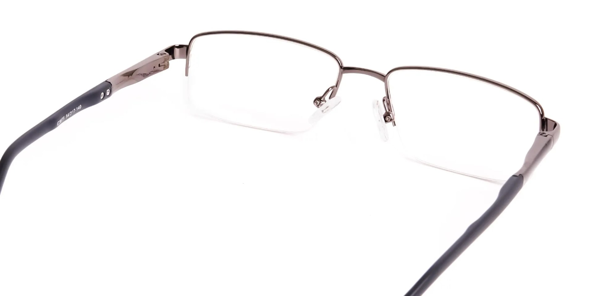 gunmetal and black half rim rectangular glasses frames -2