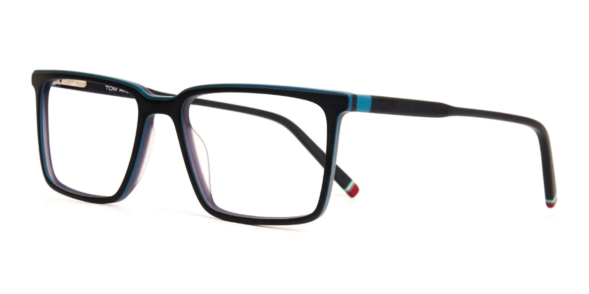 black and teal rectangular glasses frames-1