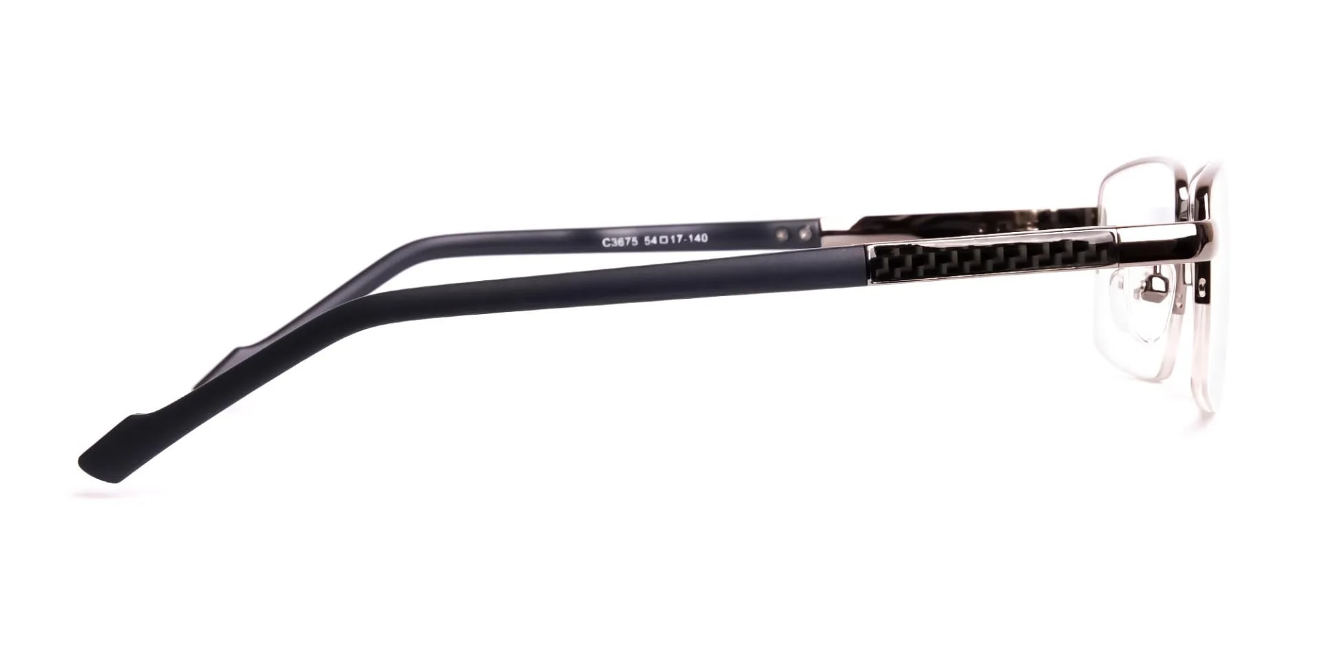 gunmetal and black half rim rectangular glasses frames -2