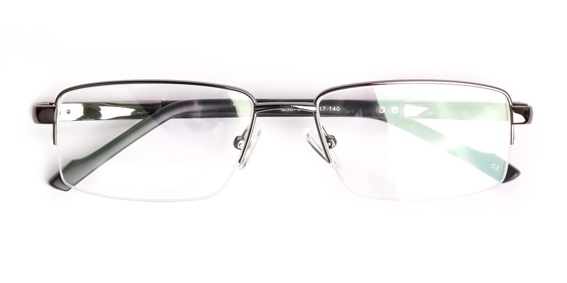 gunmetal and black half rim rectangular glasses frames -2