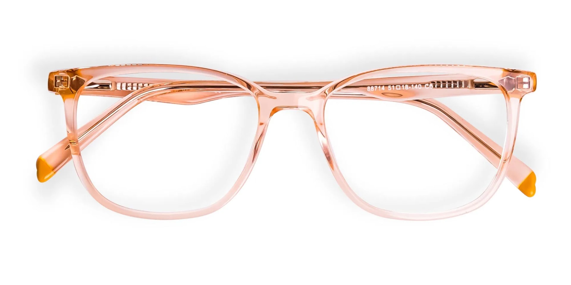 Transparent or crystal clear Orange square and Rectangular Glasses Frames-2