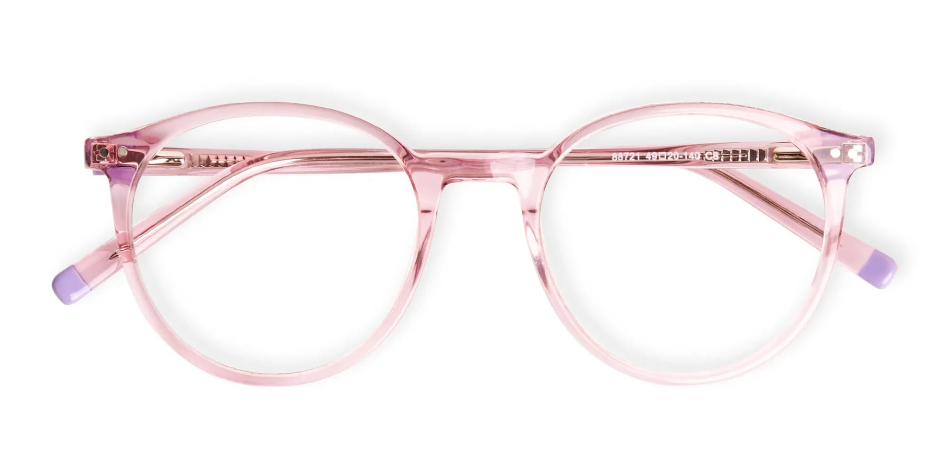 transparent or crystal clear blossome and nude pink round glasses frames-2