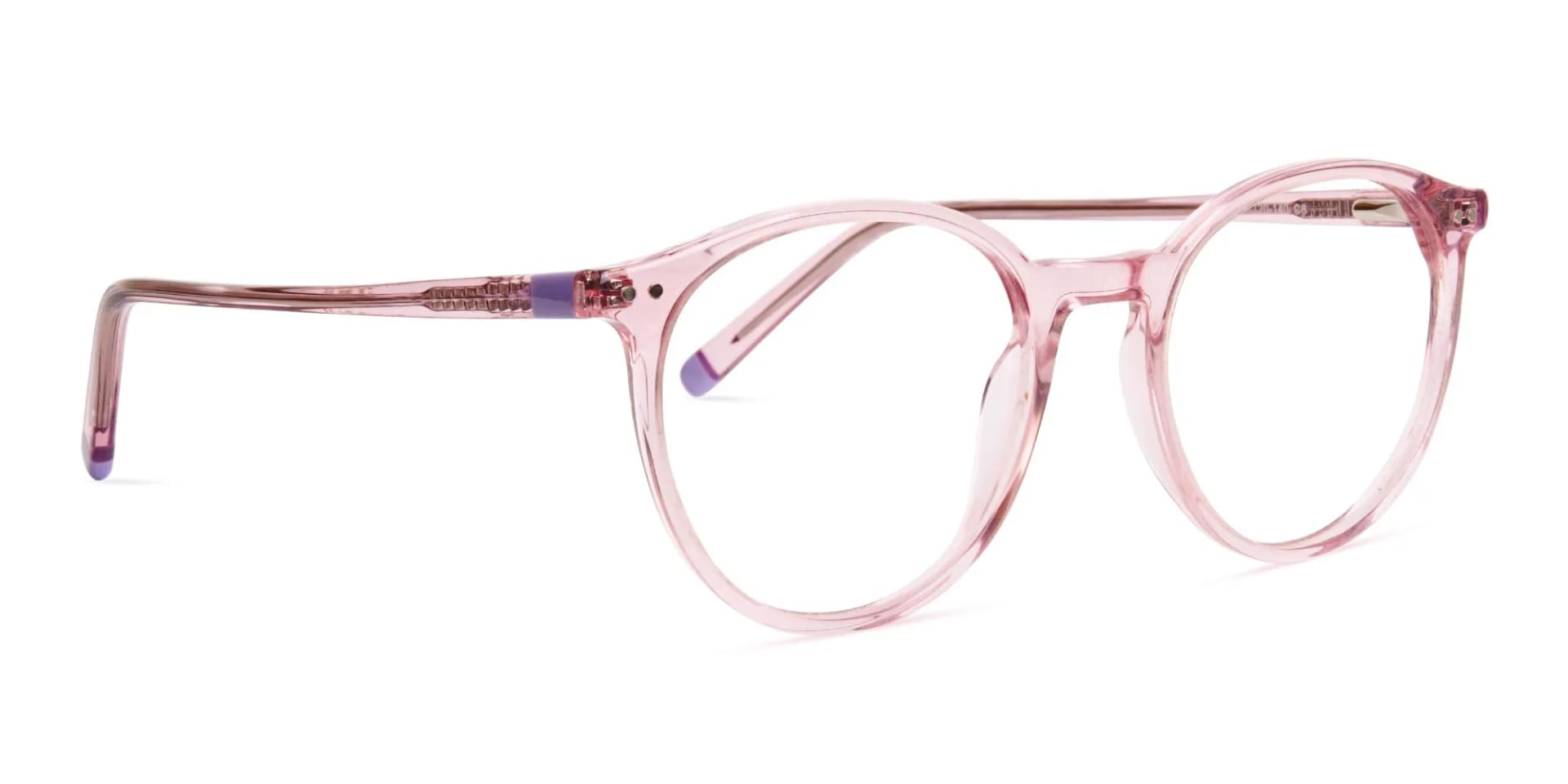 transparent or crystal clear blossome and nude pink round glasses frames-2