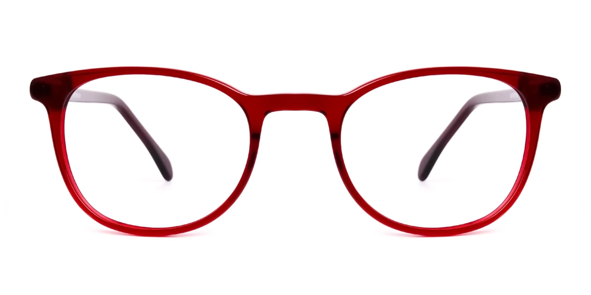 Wine Red Translucent Round Glasses Frames-2