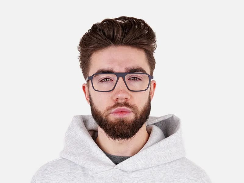 Matte Grey Rectangular Full Rim Glasses frames-2