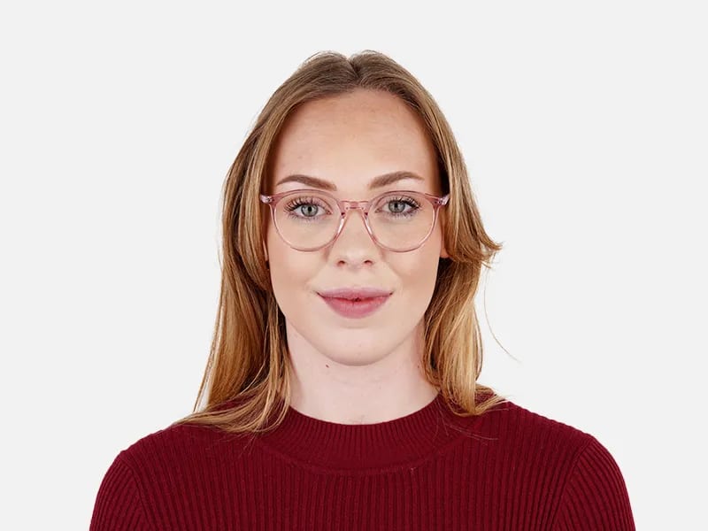 transparent or crystal clear blossome and nude pink round glasses frames-2