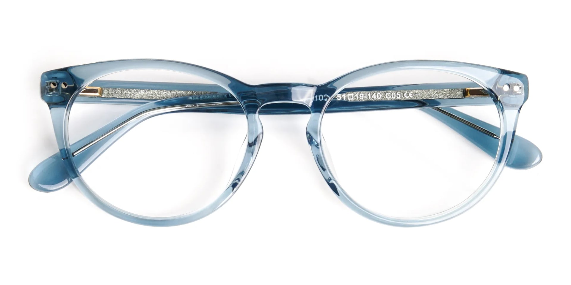 transparent blue round full rim glasses frames-2
