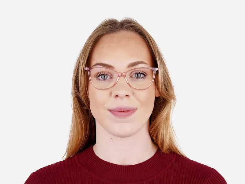 Crystal Clear or Transparent blossom and hot Pink Round Glasses Frames-2