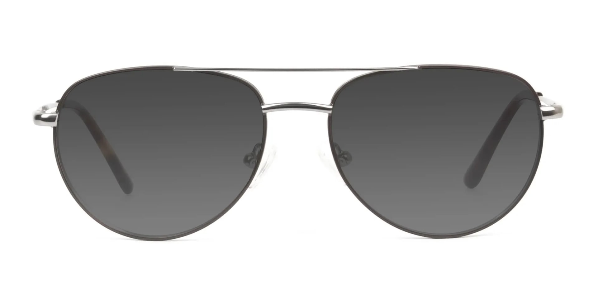 Grey Tinted Brown Gunmetal Pilot Sunglasses - 2