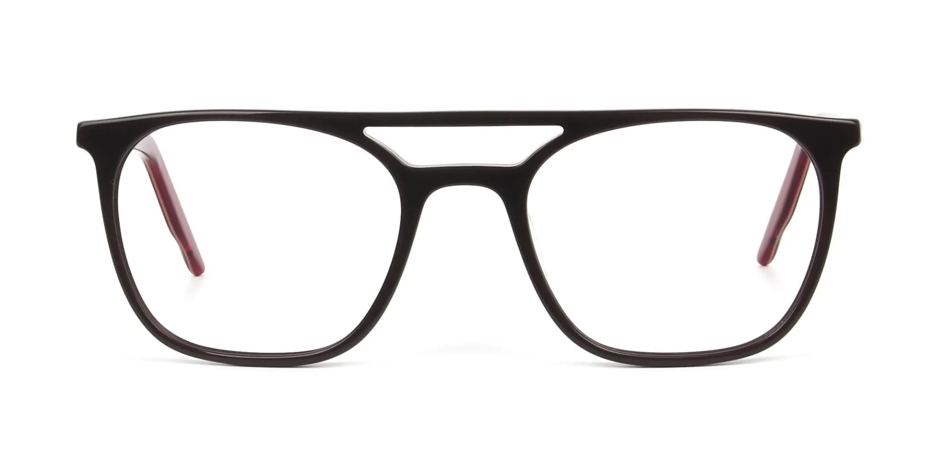 Dark Brown & Red Pilot Spectacles  - 2