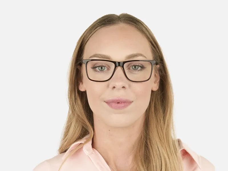 Designer Dark Brown & Red Frame Glasses Men Women - 34