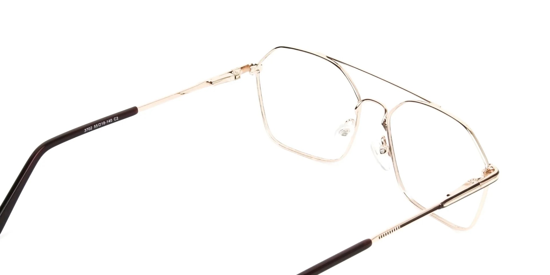Geometric Pilot Brown & Gold Spectacles - 2