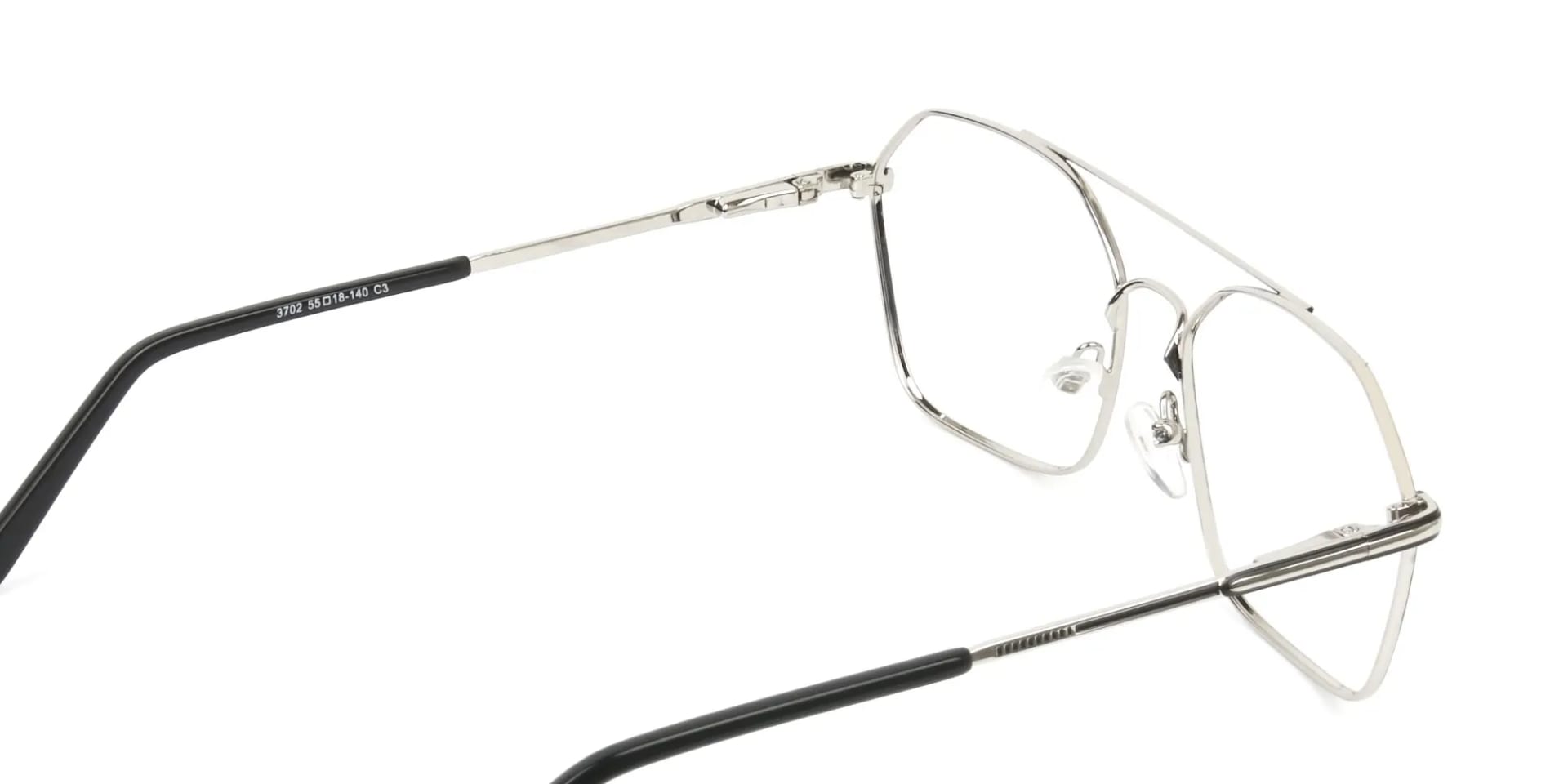 Geometric Pilot Black & Silver Spectacles - 2 
